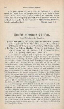 598-610 Empfehlenswerthe Schriften