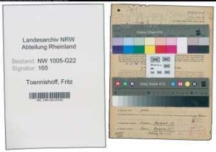 Entnazifizierung Fritz Toennishoff , geb. 06.08.1891 (Metzger)