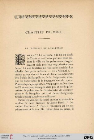 Chapitre premier: La jeunesse de Donatello
