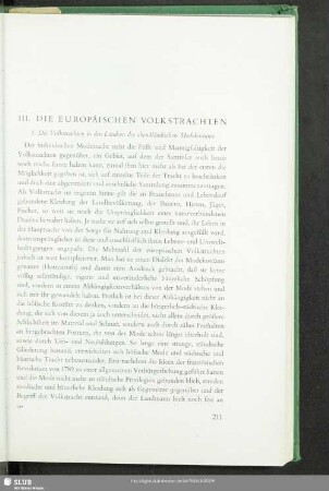 III. Die Europäischen Volkstrachten