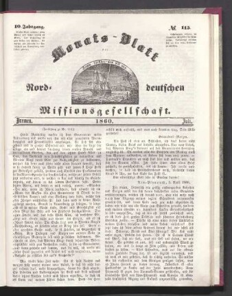 10. Jahrgang. N°. 115. Bremen. 1860. Ju