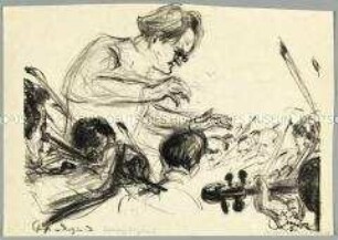 Bildnis des Musikers Hermann Scherchen, ein Orchester dirigierend