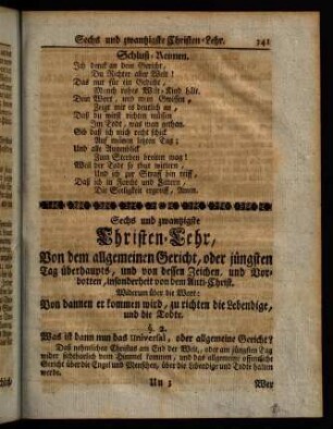 341-349, Sechs und zwantzigste Christen-Lehr, [...]