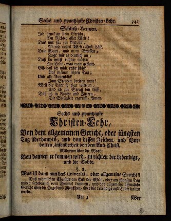 341-349, Sechs und zwantzigste Christen-Lehr, [...]