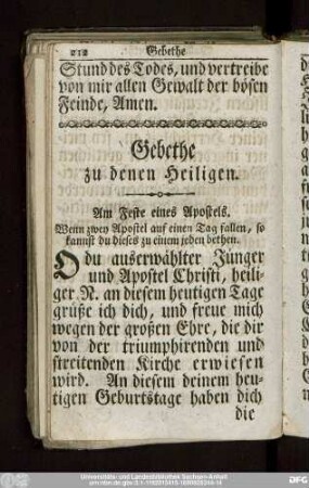Gebethe zu denen Heiligen.