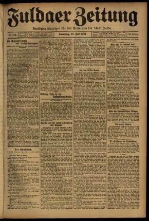 Erste Ausgabe vom Samstag, den 30. Juli 1921.