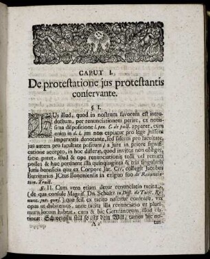 Caput I. De protestatione jus protestantis conservante.