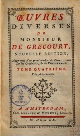 Oeuvres Diverses De Monsieur De Grécourt. 4