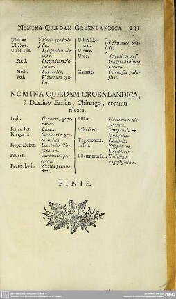 Nomina Quaedam Groenlandica, à Domino Brasen, Chirurgo, communicata