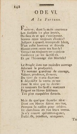 Ode VI. A la Fortune