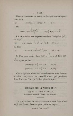 Remarque sur la valeur de ...