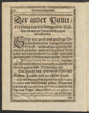 Der ander Punct/ Erzehlung von den bewegenden Ursachen/ die uns zur Gottesfurcht reitzen und treiben sollen.