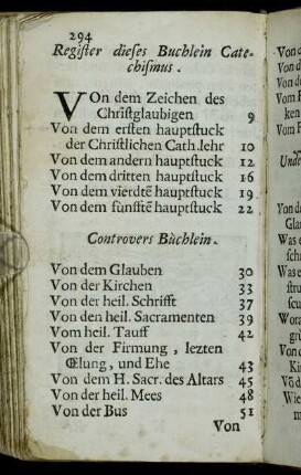 Register dieses Buchlein Catechismus.