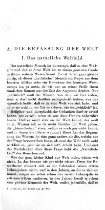 I. Das natürliche Weltbild