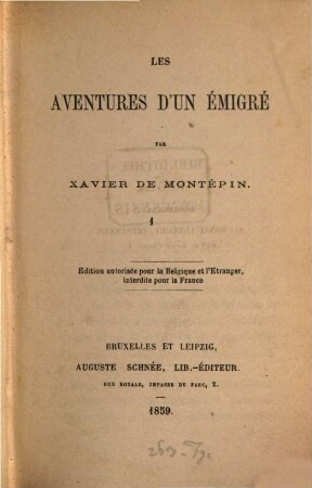 Les aventures d'un émigré, [1],1