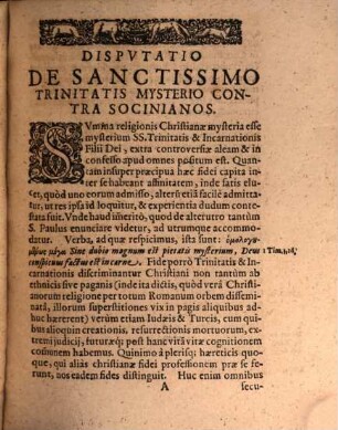De sanctissimo trinitatis mysterio contra socinianos exercitatio