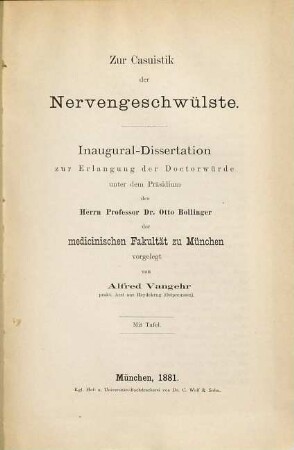 Zur Casuistik der Nervengeschwülste : Inaugural-Dissertation