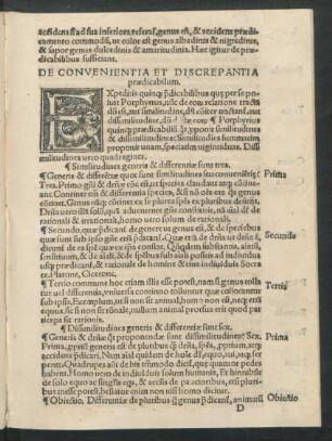 De Convenientia Et Discrepantia praedicabilum.