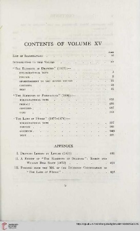 Contents of Volume XV