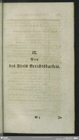 IX. Von des Adels Gerichtsbarkeit