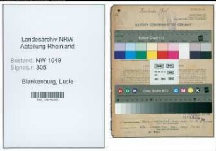 Entnazifizierung Lucie Blankenburg , geb. 11.11.1898 (Postbeamtin)