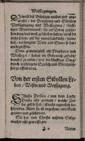 Von der ersten Sibyllen Leben/ Wesen und Weissagung