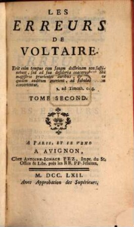 Les erreurs de Voltaire, 2