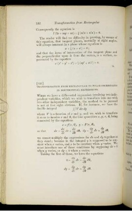 Transformation from rectangular to polar coordinates in differential expressions.