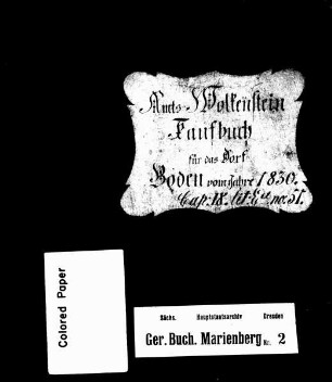 Kaufbuch von Boden (bei Wolkenstein) mit Schindelbach