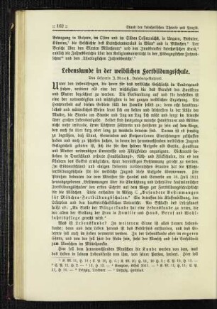 Lebenskunde in der weiblichen Fortbildungsschule