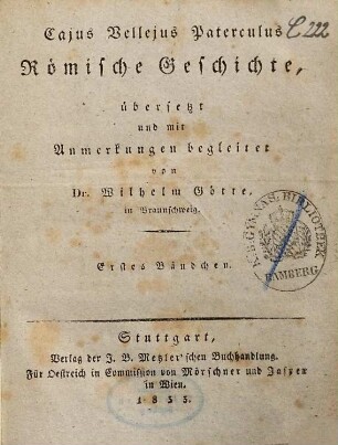 Caius Velleius Paterculus Römische Geschichte, 1