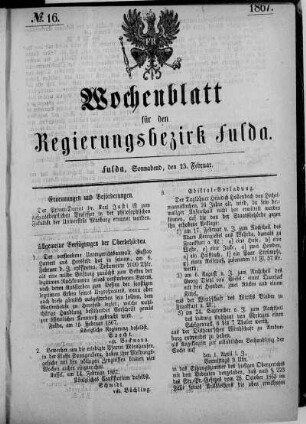 Nr. 16, Ausgabe vom 23. Februar 1867