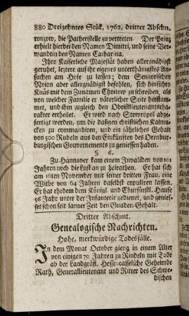 Dritter Abschnit. Genealogische Nachrichten.