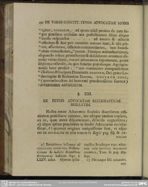 § XXI. De Feudis Advocatiae Ecclesiasticae Sigillatim