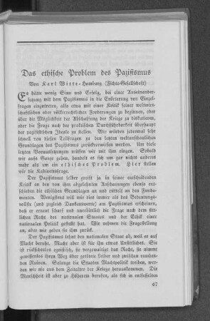 Das ethische Problem des Pazifismus