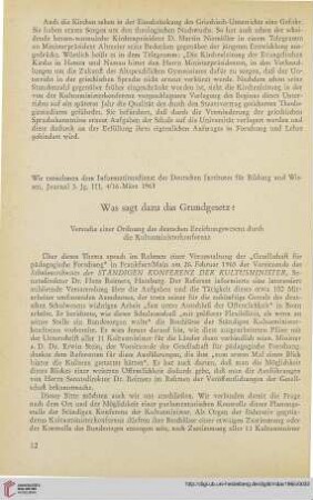 8: Was sagt dazu das Grundgesetz? : Versuche einer Ordnung des deutschen Erziehungswesens durch die Kultusministerkonferenz