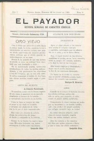 Oro viejo : Grito de aliento [y] Ingratitud [y] Amor [y] Idilio
