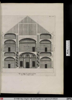 Taglio del Palazzo .D. paralello alla facciata, leuata sola la muraglia di quella