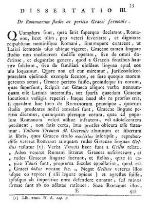 Dissertatio III. De Romanorum studio ac peritia Graeci sermonis.