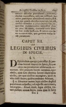 Caput XII. De Legibus Civilibus In Specie.