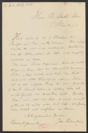 Brief an B. Schott's Söhne : 18.01.1882
