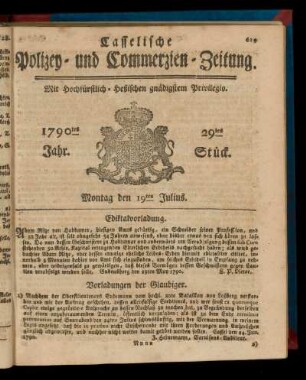 29tes Stueck, Montag den 19ten Julius. 1790
