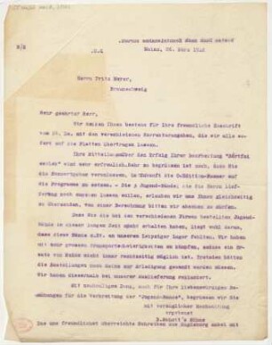 Brief an Fritz Meyer : 26.03.1918