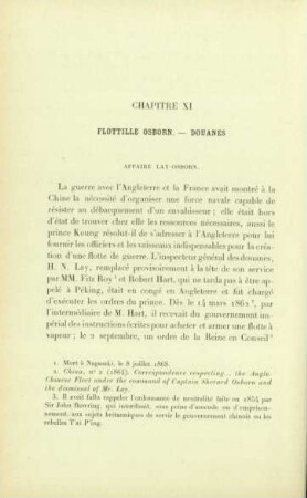 Chapitre XI. Flottille Osborn. - Douanes