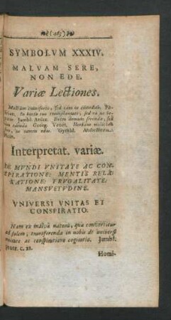 Symbolum XXXIV. Malvam Sere, Non Ede.