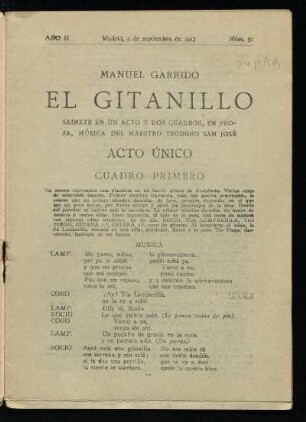 El gitanillo : sainete en un acto y dos cuadros, en prosa