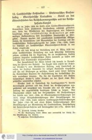 Landständische Archivalien + Austausch nach dem Frieden