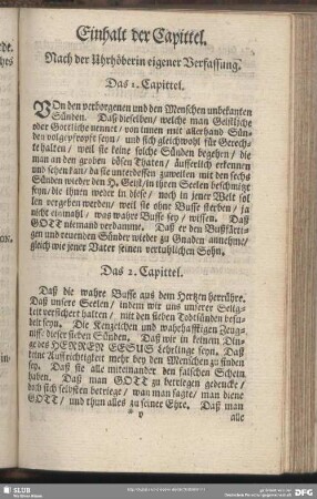 Einhalt der Capittel : Nach der Uhrhöberin eigener Verfassung