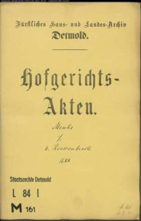 Menke, Gerhard zu Lübbeke gegen Gebrüder von Kerssenbrock zu Wierborn - Schuldforderung