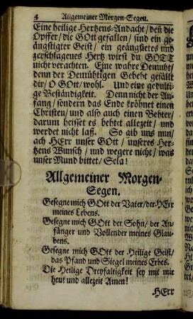 Allgemeiner Morgen-Segen [und Abend-Segen.]